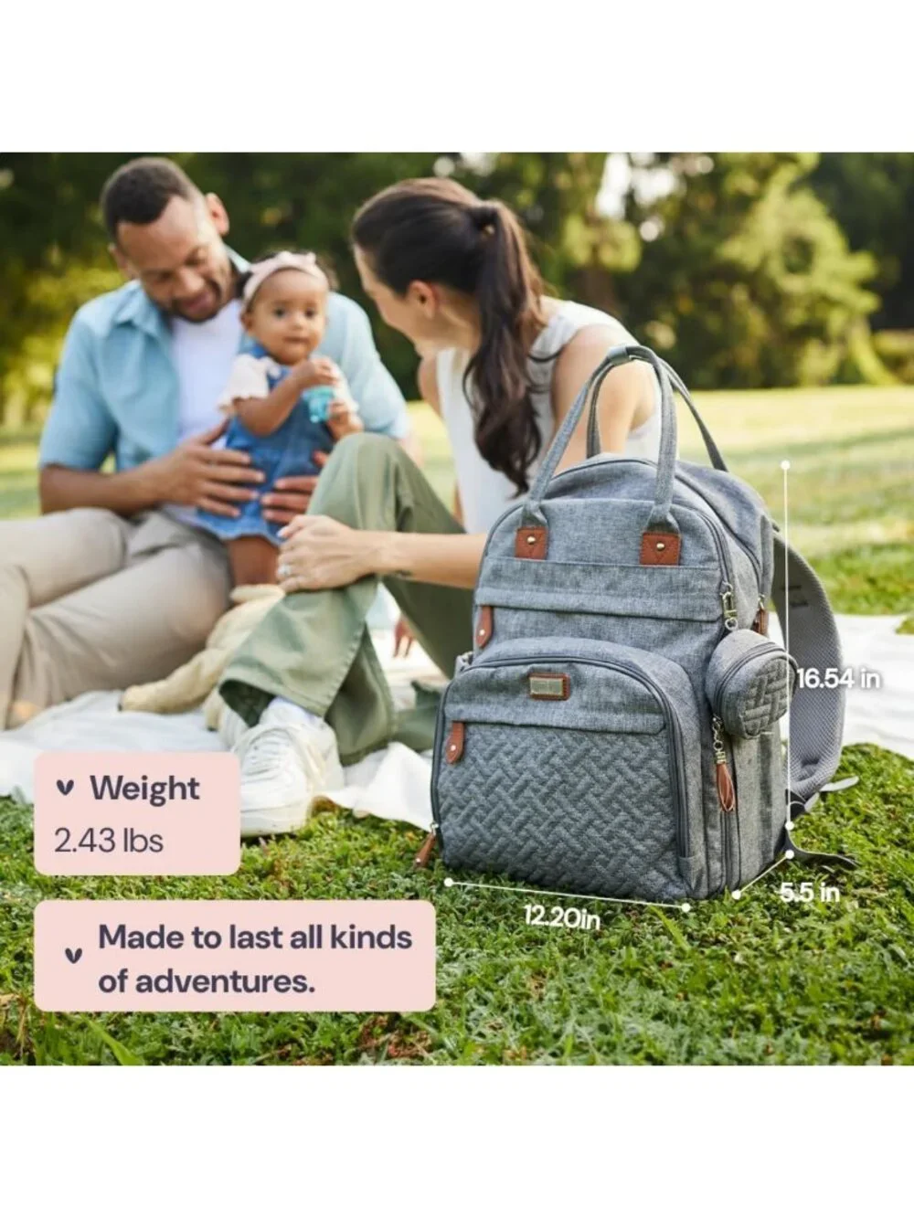 Multi-Functional Water-Resistant Diaper Bag Backpack with Changing Pad